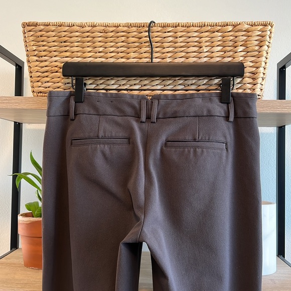 Express Columnist Barely Boot Mid-Rise Brown Woven Career Dress Pant Trouser, 8 - Picture 6 of 9